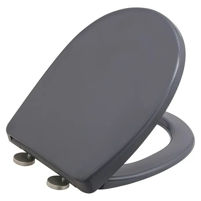 Bemis WC-Sitz Classic - Duroplast, Dunkelgrau, Mit Absenkautomatik - Elegante graue WC-Brille mit sanft schließenden Scharnieren, die Komfort und Stil in jedes Badezimmer bringt.\n
