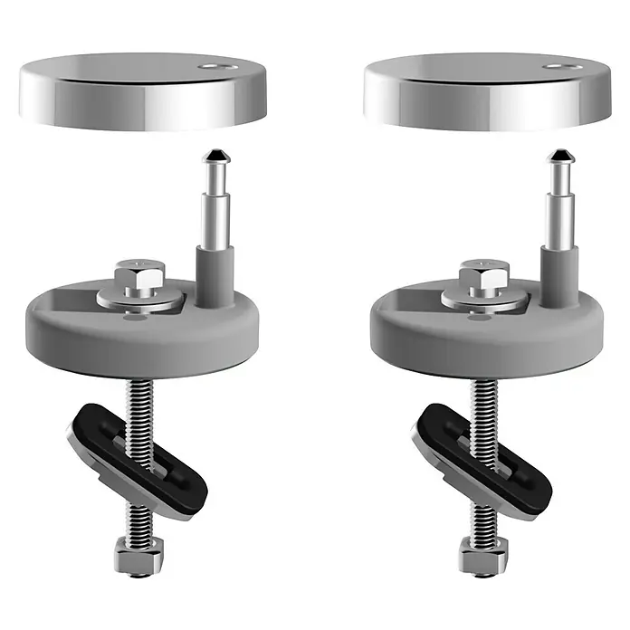 Bemis WC-Sitz Classic - Duroplast, Dunkelgrau, Mit Absenkautomatik - Zwei Toilettensitzbefestigungen aus Metall und Kunststoff, bereit für die Installation. Robuste Konstruktion für sicheren Halt.