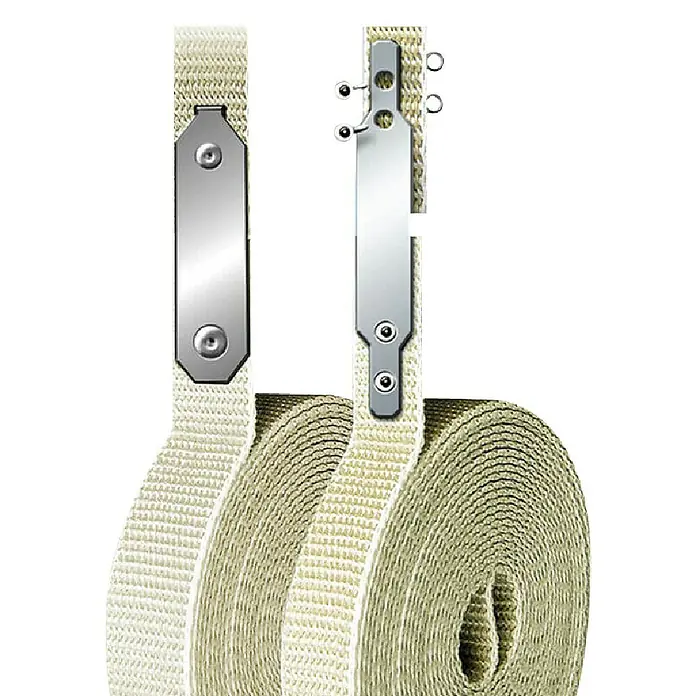 Schellenberg Cinta Fix 44301 - Largo: 4,3 m, Anchura de la correa: 14 mm, Beige - Imagen de dos rollos de cinta térmica con fijaciones. La cinta es beige y está hecha de material de alta calidad.