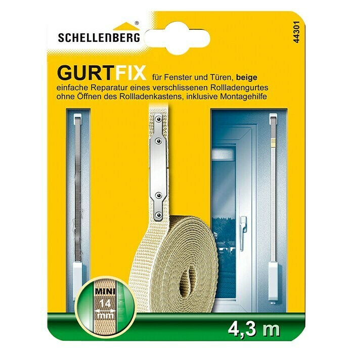 Schellenberg Gurtfix (Länge: 4,3 m, Gurtbreite: 14 mm, Beige)