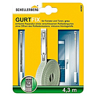 Schellenberg Gurtfix Mini (Länge: 4,3 m, Gurtbreite: 14 mm, Grau)