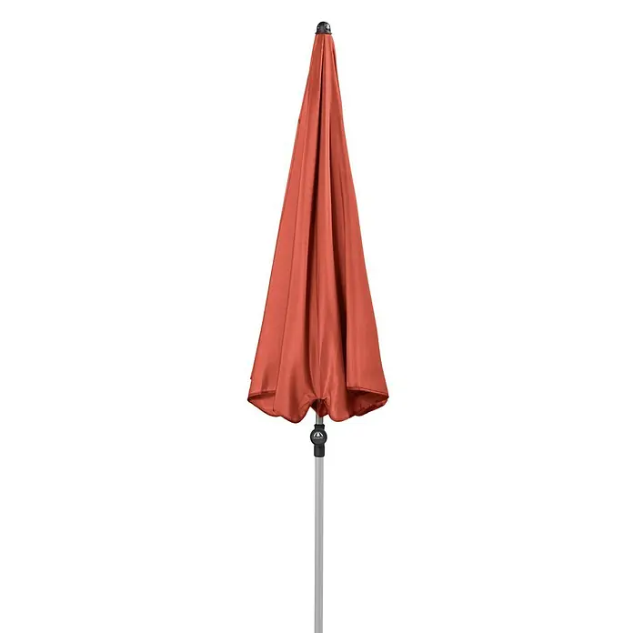 Doppler Active Marktschirm rundTerracotta, Durchmesser Bespannung: 200 cm - Geschlossener, terracottafarbener Sonnenschirm mit silbernem Gestell, ideal für sonnige Tage im Garten oder auf der Terrasse.