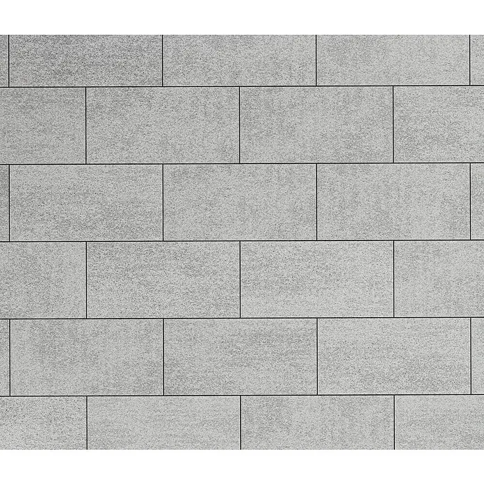 Natursteinfliese Imperial - 30,5 x 61 cm, Weiß, Glänzend - Nahaufnahme einer Wand mit grauen Ziegelsteinen, die ein modernes und minimalistisches Design aufweist.