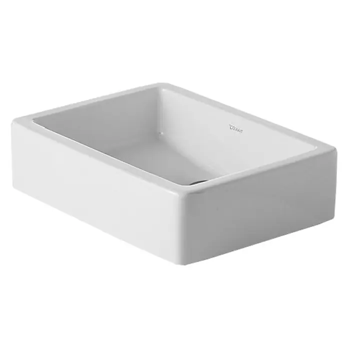 Duravit Vero Aufsatzwaschbecken - 50 x 38 cm, Ohne Spezialglasur, Hahnloch: Ohne, Ohne Überlauf, Weiß - Nahaufnahme eines weißen Duravit Waschbeckens, das modernes Design und Funktionalität für das Badezimmer vereint.