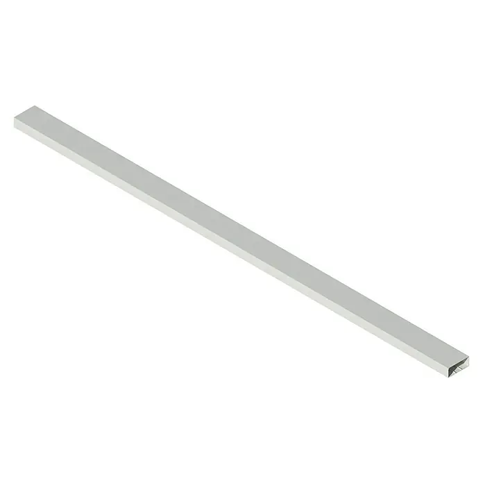 Kabelkanal - 2 m x 100 mm x 40 mm, Weiß - Abgebildet ist eine längliche, graue Aluminiumschiene, die sich für diverse Montageanwendungen eignet. Sie ist robust und vielseitig einsetzbar.