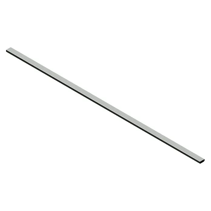 Sockelleistenkanal - 2 m x 50 mm x 20 mm, Reinweiß - Abbildung einer silbernen Vierkantstange, die sich diagonal vor einem schwarzen Hintergrund erstreckt. Vielseitig einsetzbar für Bastel- und Konstruktionsprojekte.