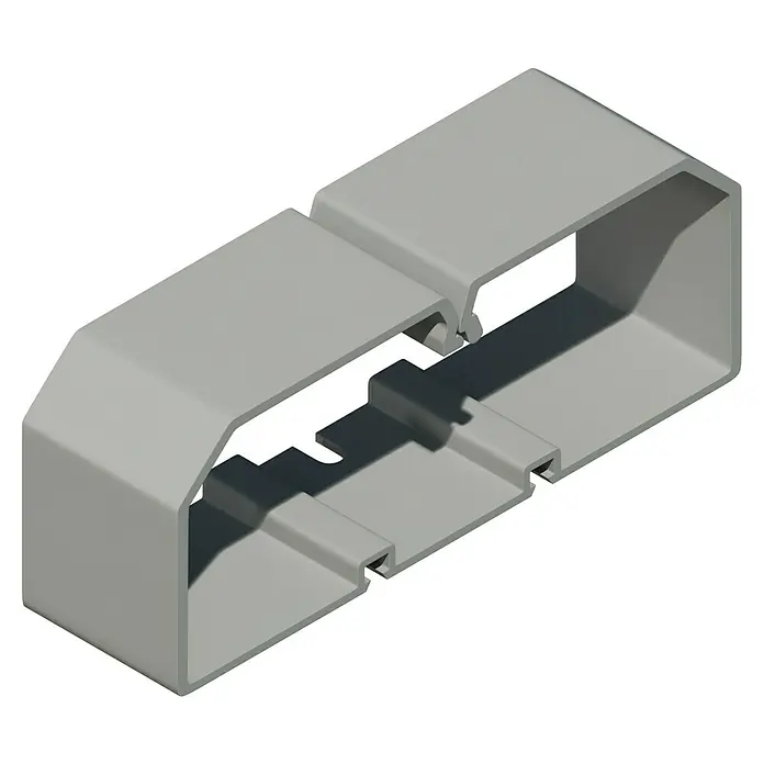 Kabelkanal - 2 m x 100 mm x 40 mm, Weiß - Graue Kabelkanal-Abdeckung, bestehend aus zwei Teilen. Ein essentielles Zubehör für organisierte Kabelinstallationen und Schutz vor Beschädigungen.