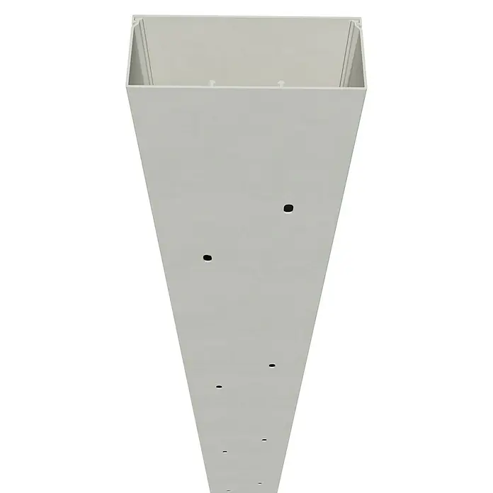 Kabelkanal - 2 m x 100 mm x 40 mm, Weiß - Ansicht von unten eines modernen linearen LED-Lichts, das ein helles, gleichmäßiges Lichtdesign auf schwarzem Hintergrund bietet.