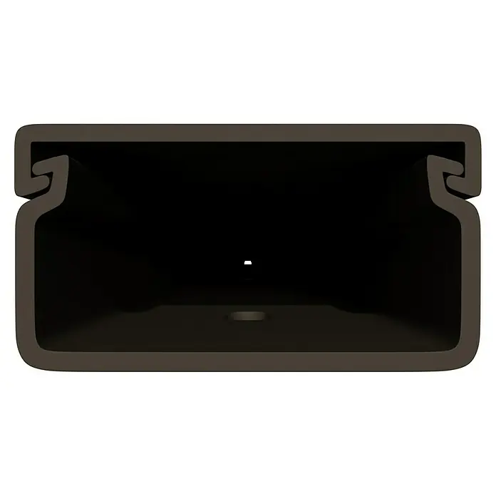 Kabelkanal - 2 m x 30 mm x 15 mm, Braun - Ein detailliertes Bild eines Aluminiumprofils, ideal für Bau- oder Designprojekte, das seine einzigartige Form und Funktionalität hervorhebt.