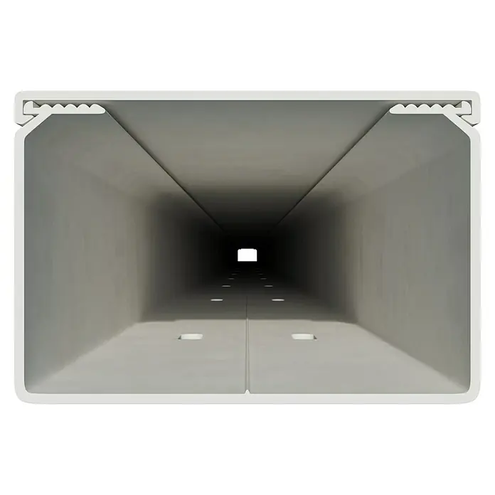 Kabelkanal - L x B x H: 2 m x 60 mm x 40 mm, Weiß - Graues rechteckiges Profil mit einer Reihe von Löchern.