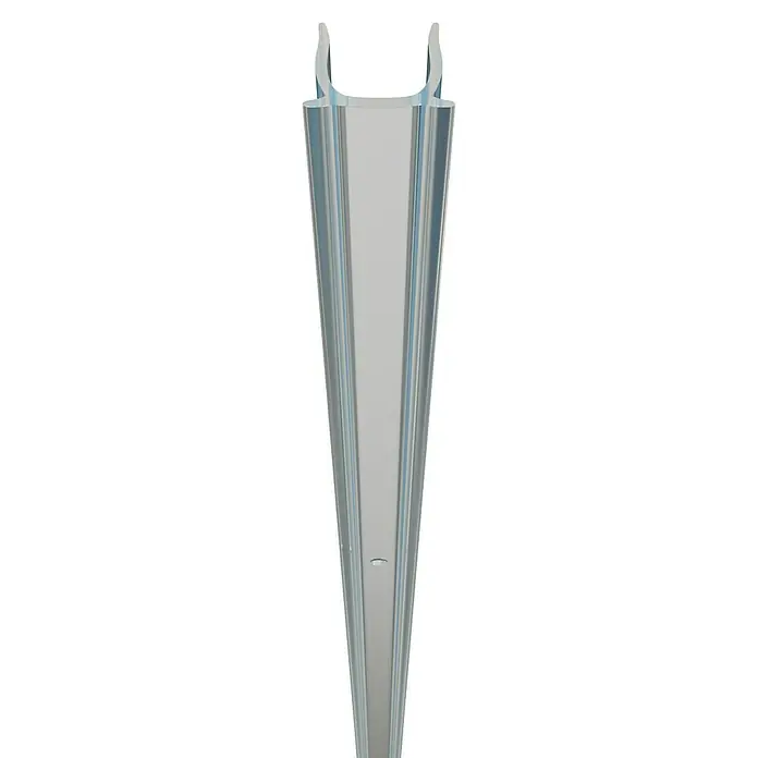 Globo Profil - 1,52 m x 10 mm, Transparent - Das Bild zeigt einen transparenten Messzylinder, der sich von oben nach unten verjüngt und eine U-förmige Öffnung oben hat.