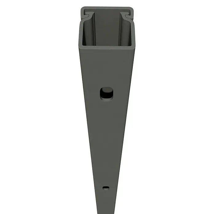 Kabelkanal - L x B x H: 2 m x 15 mm x 15 mm, Grau - Graues Metallprofil mit quadratischem Hohlraum und zwei Löchern, geeignet für verschiedene Anwendungen in Bau und Fertigung.