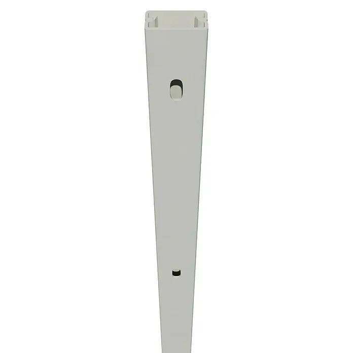 Kabelkanal - L x B x H: 2 m x 20 mm x 10 mm, Weiß - Das Bild zeigt eine graue Kabelkanal-Säule mit Löchern für die Kabeldurchführung, ideal zur Kabelführung in Büros und zur Organisation.