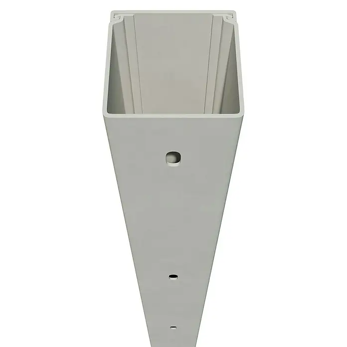 Kabelkanal - L x B x H: 2 m x 40 mm x 40 mm, Weiß - Perspektivische Aufnahme eines grauen Kabelkanals. Das Produkt hat Löcher und ist für die Installation von Kabeln konzipiert.