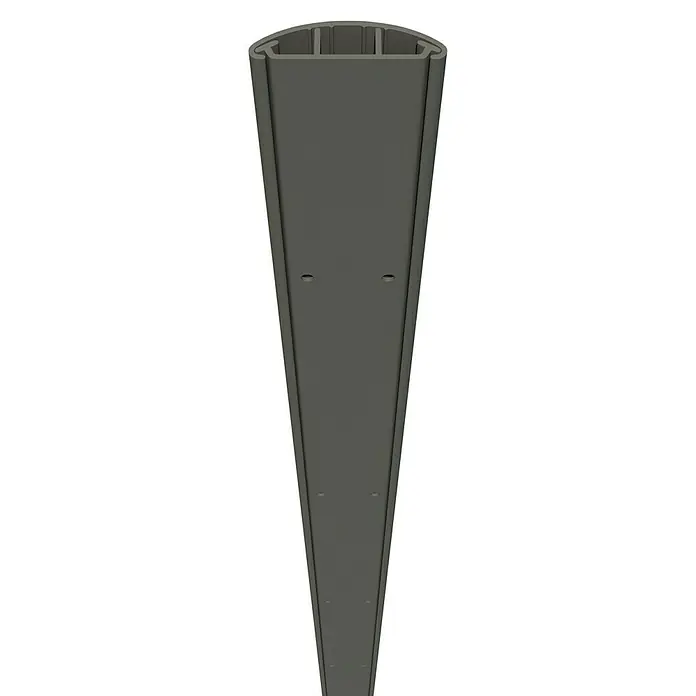 Aufbodenkanal - Steingrau, PVC, L x B x H: 2 m x 50 mm x 12 mm - Das Bild zeigt ein lineares LED-Profil in dunklem Grau, das sich ideal für moderne Beleuchtungslösungen eignet und eine schlanke Ästhetik bietet.