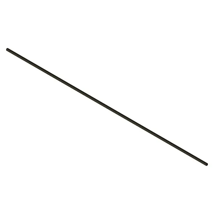 Kabelkanal - L x B x H: 2 m x 15 mm x 15 mm, Braun - Nahaufnahme einer langen, dunklen Stange, die sich diagonal über einen schwarzen Hintergrund erstreckt. Das Objekt scheint aus Metall oder Kunststoff zu sein.