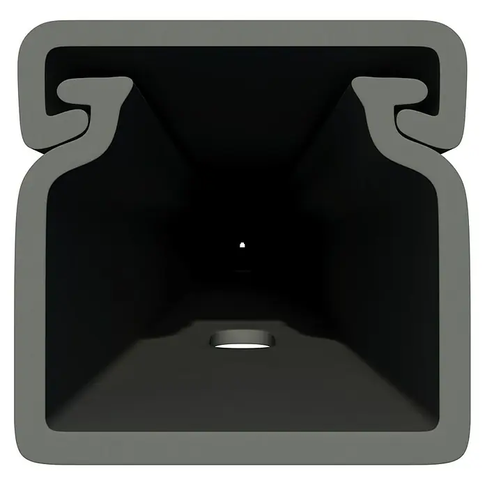 Kabelkanal - L x B x H: 2 m x 15 mm x 15 mm, Grau - Nahaufnahme einer grauen Aluminiumprofilschiene mit einer Nut, die für verschiedene Konstruktions- und Befestigungsanwendungen geeignet ist.