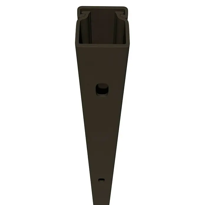 Kabelkanal - L x B x H: 2 m x 15 mm x 15 mm, Braun - Brauner Metallpfosten mit quadratischem Querschnitt und Löchern zur Befestigung. Für Zäune oder Beschilderungen.