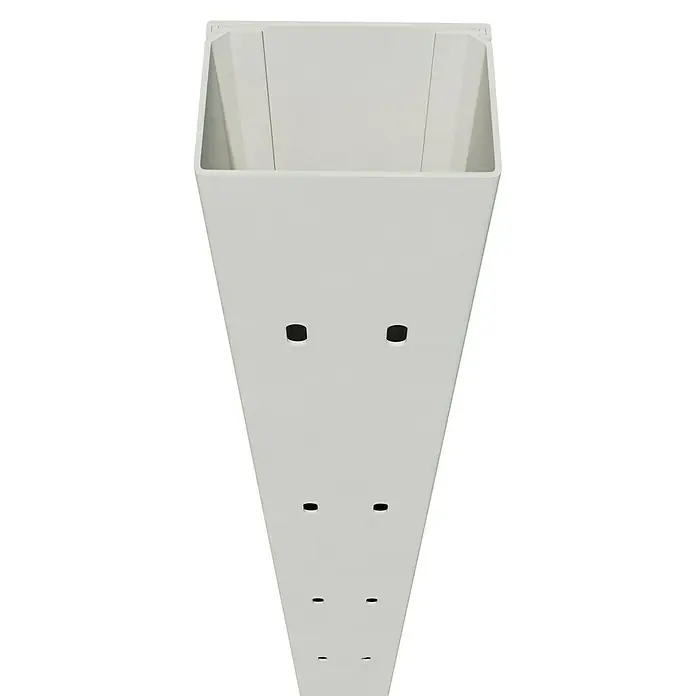 Kabelkanal - L x B x H: 2 m x 60 mm x 40 mm, Weiß - Ein weißer, rechteckiger Pflanzkübel aus Kunststoff, der sich nach unten verjüngt, mit mehreren Entwässerungslöchern an der Vorderseite.
