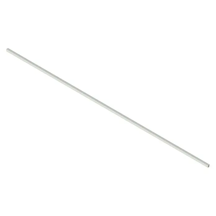 Kabelkanal - L x B x H: 2 m x 18 mm x 18 mm, Weiß - Ein silberner, rechteckiger Stab diagonal auf schwarzem Hintergrund. Geeignet für vielfältige Bastel- und Konstruktionsprojekte.