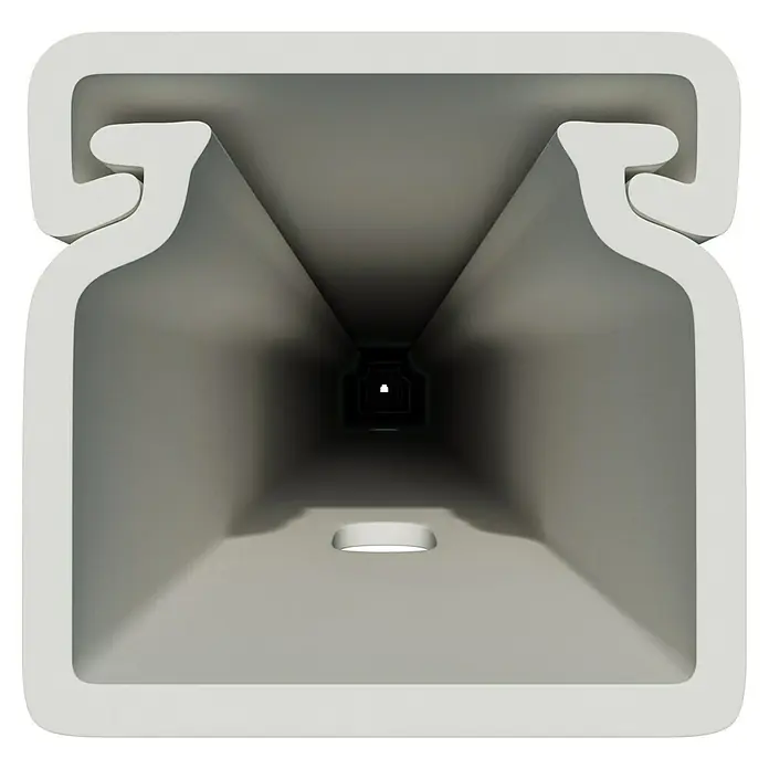 Kabelkanal - L x B x H: 2 m x 15 mm x 15 mm, Weiß - Detailaufnahme eines weißen T-Profils, das für seine stabile Bauweise und vielseitige Anwendungsmöglichkeiten im Bauwesen bekannt ist.