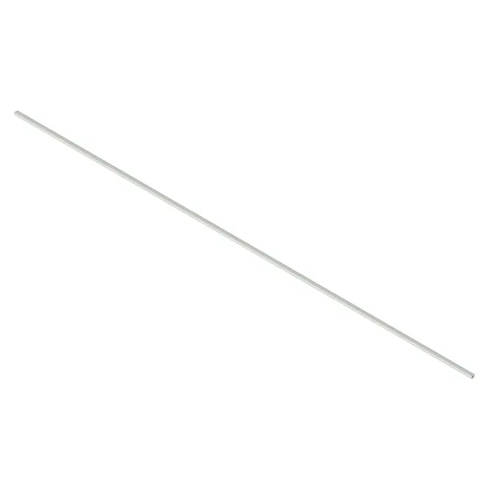 Mini-Kabelkanal - Weiß, 2 m x 15 mm x 10 mm - Ein diagonal ausgerichteter, schlanker, silberner Stab vor einem schwarzen Hintergrund. Der Stab ist hell und reflektierend.