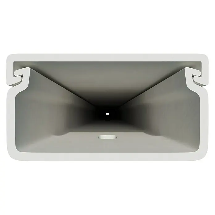 Kabelkanal - L x B x H: 2 m x 30 mm x 15 mm, Weiß - Innenansicht einer weißen, rechteckigen Kabelrinne mit Öffnungen zur Kabeldurchführung. Die Kabelrinne ist robust und bietet sicheren Halt für Kabel.