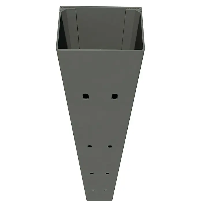 Kabelkanal - L x B x H: 2 m x 60 mm x 40 mm, Grau - Graue Säule mit mehreren Löchern entlang des Schafts. Die Säule ist hohl und an einem Ende offen, mit einer quadratischen Form.