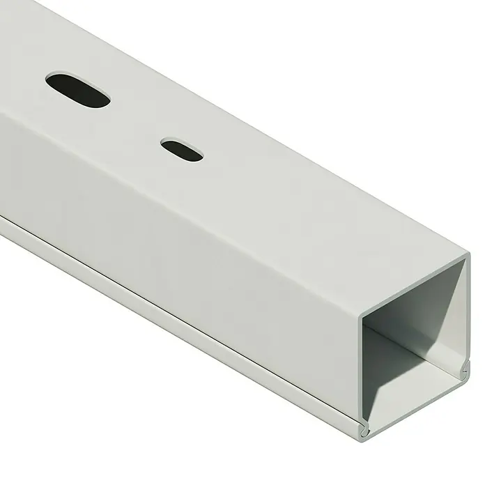 OBO Kabelkanal - 2 m x 30 mm x 30 mm, Reinweiß - Kabelkanal aus Kunststoff mit länglichen Öffnungen auf der Oberfläche, ideal zur ordentlichen Kabelführung in verschiedenen Umgebungen.