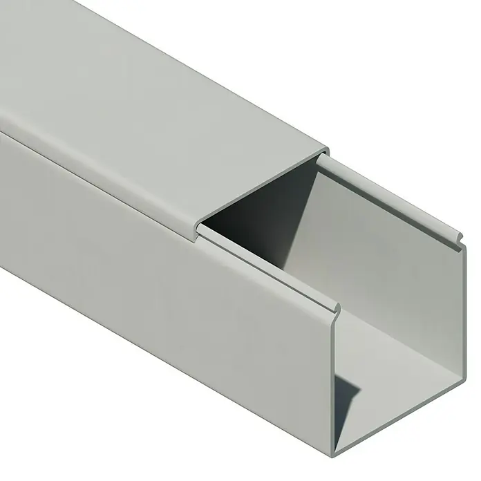 OBO Kabelkanal - 2 m x 40 mm x 40 mm, Lichtgrau - Graue Kabelrinne mit Deckel für ordentliche Kabelführung und Schutz vor äußeren Einflüssen. Ideal für Büro und Industrie.