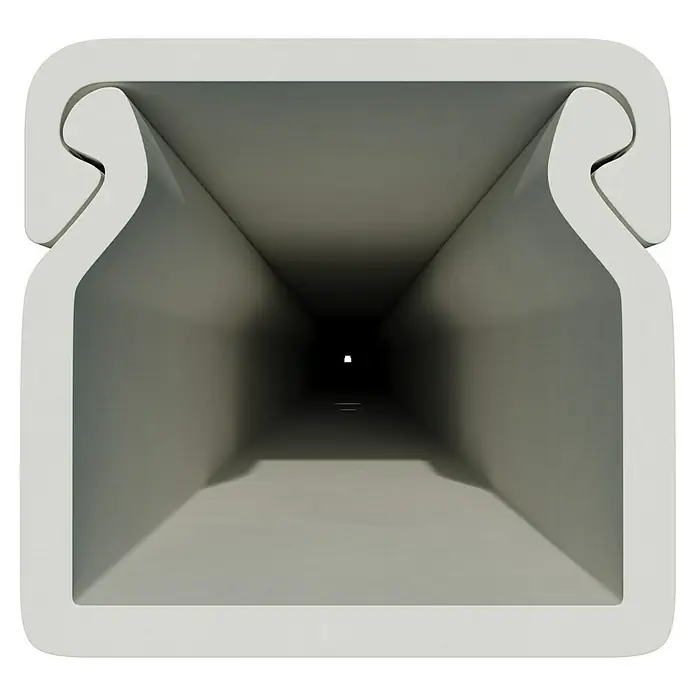 OBO Kabelkanal - 2 m x 15 mm x 15 mm, Reinweiß - Aufnahme eines weißen, rechteckigen Profils mit einzigartigen oberen Haken, die eine sichere und elegante Lösung für diverse Anwendungen bietet.