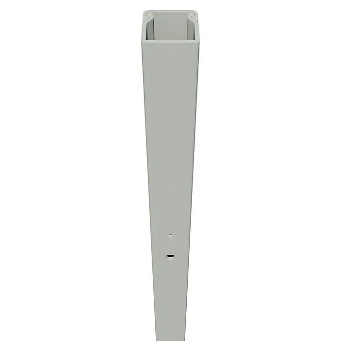 OBO Kabelkanal - 2 m x 15 mm x 15 mm, Lichtgrau - Grauer Kabelkanal mit einem Loch. Ideal zur sauberen und sicheren Verlegung von Kabeln im Büro oder zu Hause.