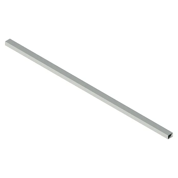 OBO Kabelkanal - 2 m x 60 mm x 40 mm, Lichtgrau - Eine lange, rechteckige Aluminiumprofilstange mit einer hohlen quadratischen Öffnung an beiden Enden, ideal für Bauprojekte und DIY-Anwendungen.