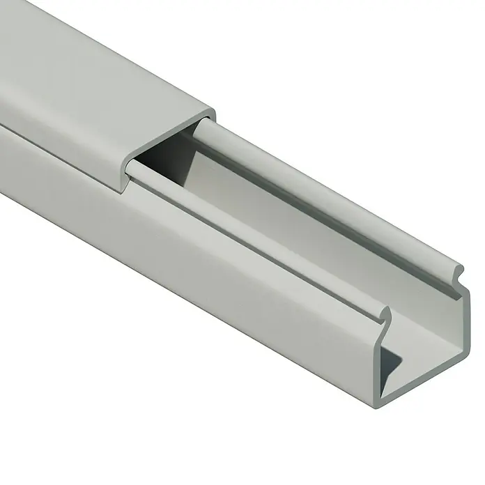OBO Kabelkanal - 2 m x 15 mm x 15 mm, Lichtgrau - Grauer Kabelkanal mit Abdeckung, ideal für die ordentliche Verlegung von Leitungen in Innenräumen. Robuste Ausführung für lange Lebensdauer.