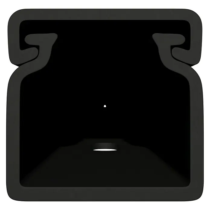 Kabelkanal - L x B x H: 2 m x 15 mm x 15 mm, Schwarz - Nahaufnahme eines schwarzen Silikonprofils, das eine rechteckige Form mit speziellen Einbuchtungen aufweist.