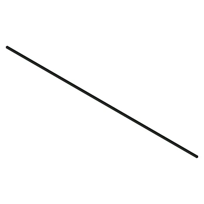 Kabelkanal - L x B x H: 2 m x 15 mm x 15 mm, Schwarz - Schwarzer Stab diagonal im Bild. Ideal für Designprojekte oder als neutrales Element. Perfekt für minimalistische Hintergründe.