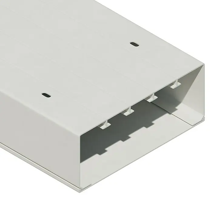 Kabelkanal - L x B x H: 2 m x 150 mm x 60 mm, Weiß - Aufnahme einer weißen Kabelrinne mit mehreren Befestigungslöchern zur Kabelorganisation.