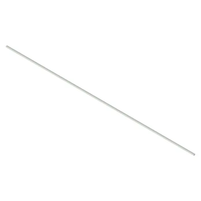 Mini-Kabelkanal - 2 m x 15 mm x 10 mm, Weiß, Mit Schaumklebeband 6mm - Detailaufnahme eines einzelnen, langen, silberfarbenen Stabes, der sich diagonal über einen schwarzen Hintergrund erstreckt.