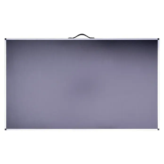 Tapeziertisch Multifunktionstisch - 300 x 60 x 73 cm, MDF laminiert - Graue Magnettafel mit silberfarbenem Rahmen und schwarzem Griff, ideal für Präsentationen und Notizen im Büro oder zu Hause.