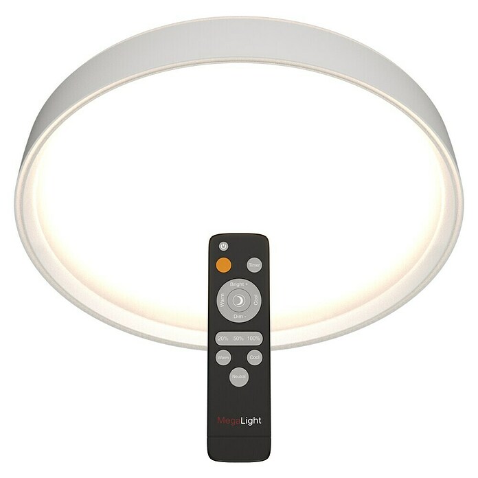 MegaLight LED-Deckenleuchte rund Saturn (30 W, Ø x H: 40 x 7,5 cm, Weiß, Mehrfarbig) | BAUHAUS