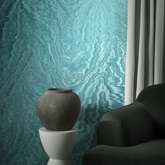 Marburg Eclectic Vliestapete Moiré (Blau, Metalloptik, 10,05 x 0,7 m) | BAUHAUS