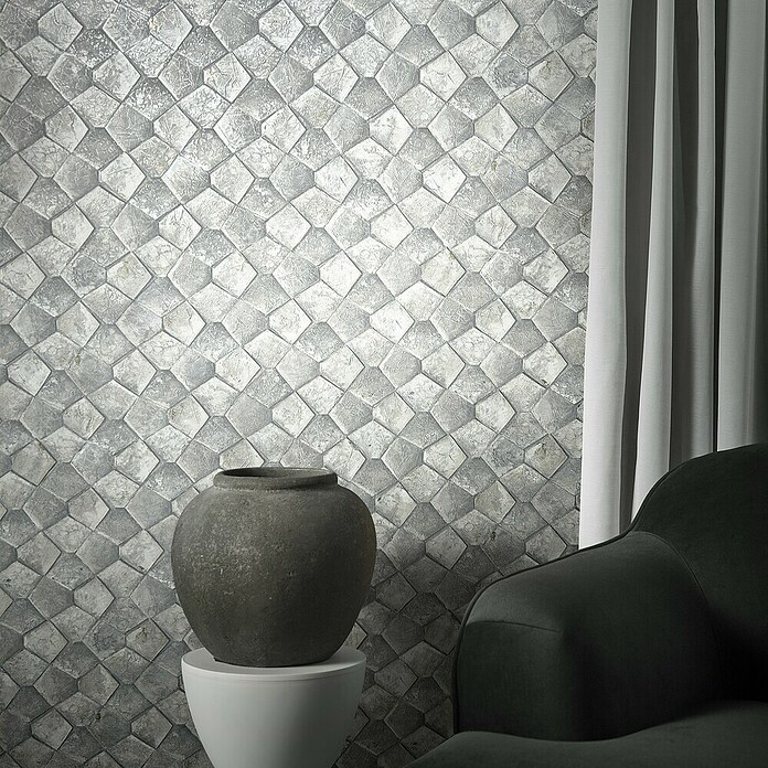 Marburg Eclectic Vliestapete Pentagonmuster (Graugold, Grafisch, 10,05 x 0,7 m) | BAUHAUS