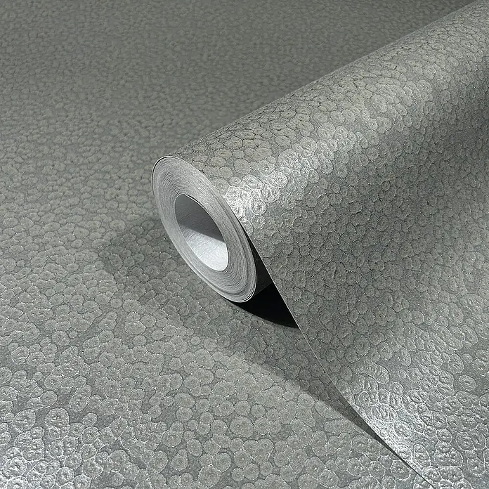 Marburg Eclectic Vliestapete Hammerschlag-Optik - Grau, Metalloptik, 10,05 x 0,7 m - Rolle silberner Tapete mit subtilem Punktmuster, ideal für moderne Innenräume & verleiht jedem Raum Eleganz.