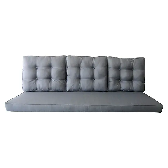 Ersatzkissen Amelie - Passend für: Sunfun Amelie Loungesofa - Graue Gartenbankauflage mit drei Rückenkissen mit Knöpfen für bequemes Sitzen im Freien.