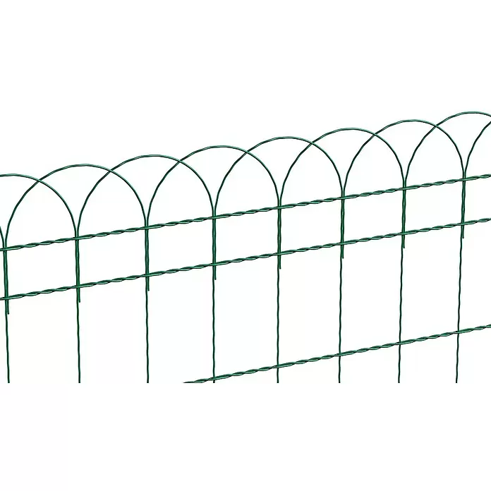 Ziergitterzaun Rondo - 10 m x 90 cm - Grüner Drahtgartenzaun mit gewelltem Oberteil und gedrehten Querdrähten.