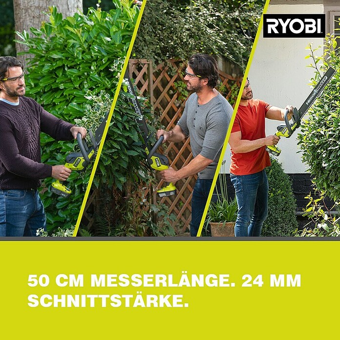 Ryobi ONE+ Akku-Heckenschere RY18HT50A-0 (18 V, Li-Ionen, Ohne Akku) | BAUHAUS