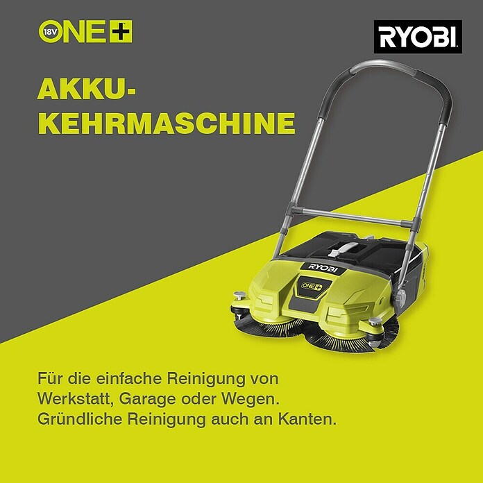 Ryobi ONE+ Akku-Handkehrmaschine (18 V, Ohne Akku, Behältervolumen: 17 l)