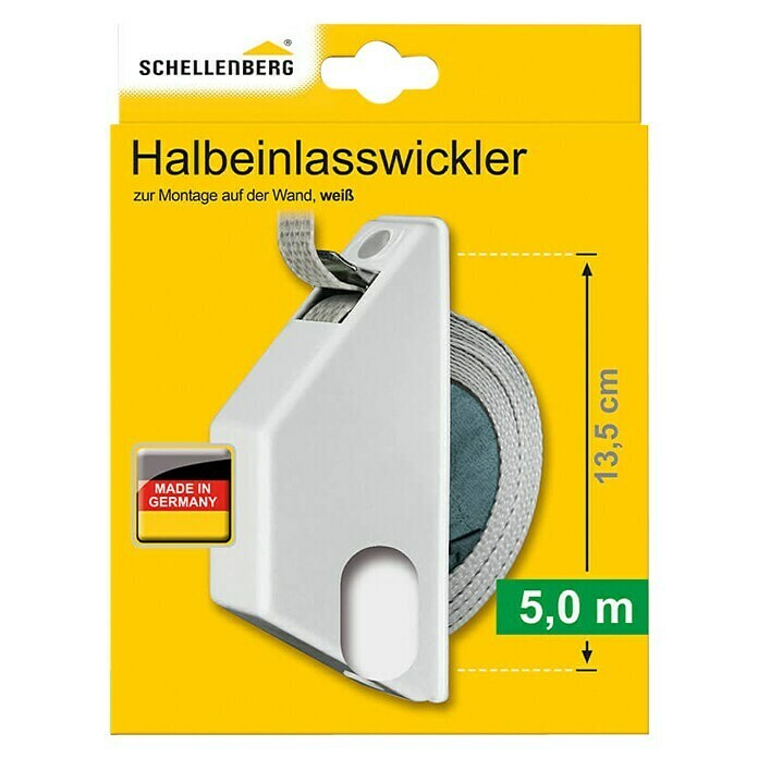 Schellenberg Halbeinlasswickler Mini (28 x 152 x 63 mm, Geeignet für: Rollladen-Mini-Systeme)