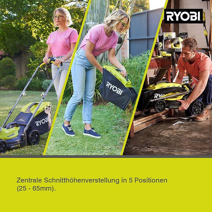 Ryobi ONE+ Akku-Rasenmäher-Set Kombo-Kit RLM1833BLT1825M mit Akku-Rasentrimmer (1 Akku, 4 Ah) | BAUHAUS