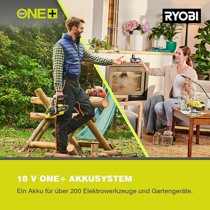 Ryobi Akku-Laubbläser OBL18JB (18 V, Li-Ionen, Ohne Akku, Blasgeschwindigkeit: 160 km/h)